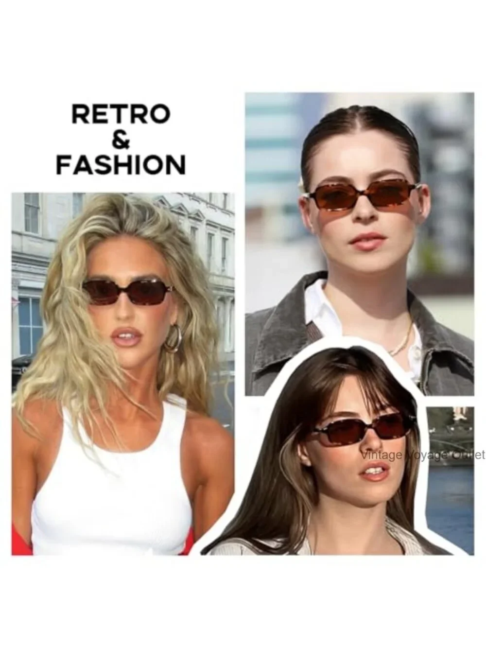 Retro Narrow Rectangle Sunglasses for Women UV400 Protection Lightweight